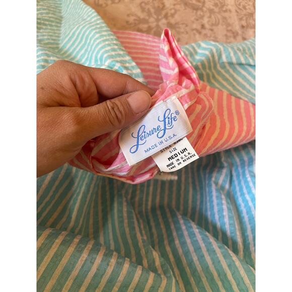 Vintage 70s rainbow pastel colorful mumu front zip size medium - Picture 6 of 7